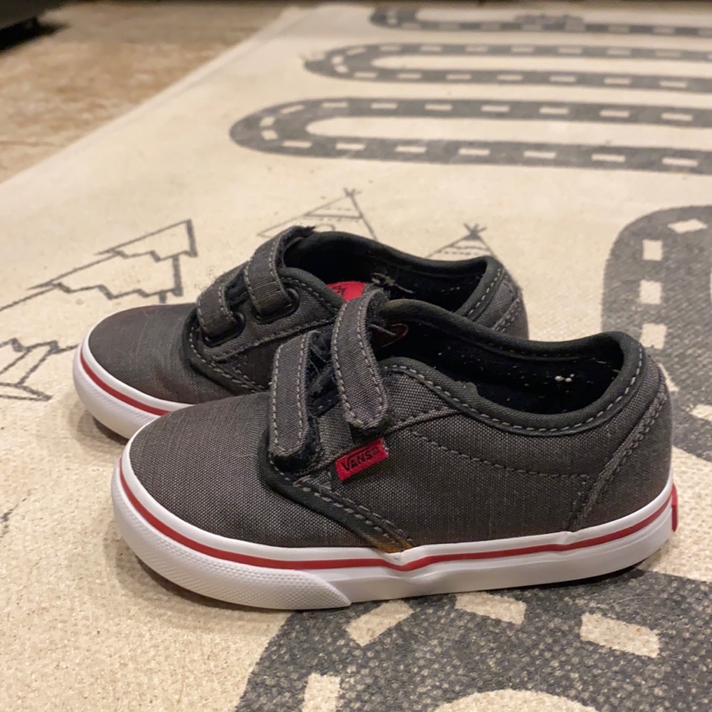 Vans Toddler size 7 - red, white and black denim